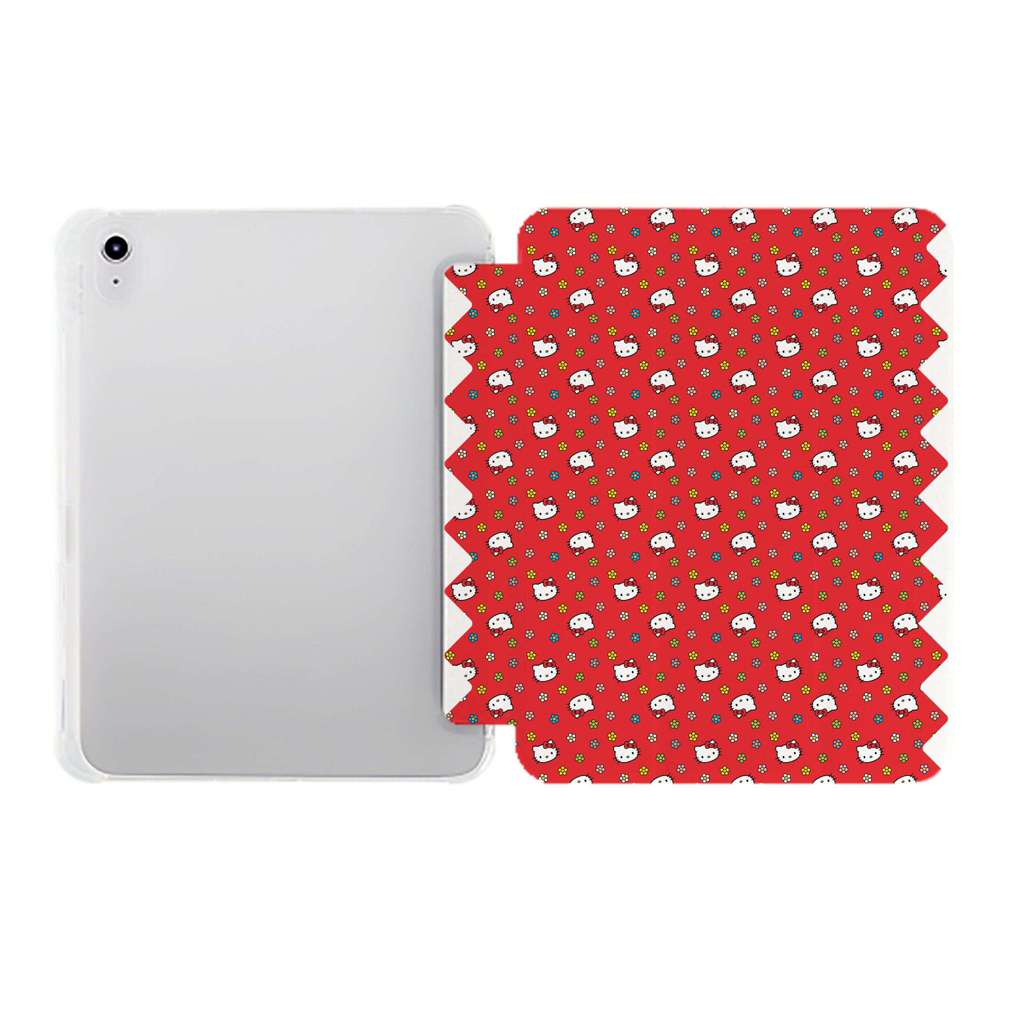 （画像用） Hello Kitty ハローキティ IPad ケース ペン収納付き 三つ折りスタンド PUレザー×シリコン 対応機種9.5/10.5/10.9インチ